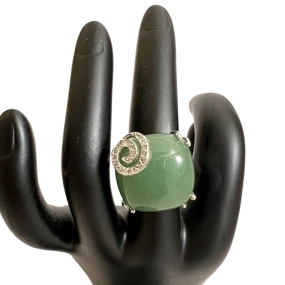 Park Lane Margarita Cocktail Statement Silver Aventurine Ring Green - Picture 2 of 13